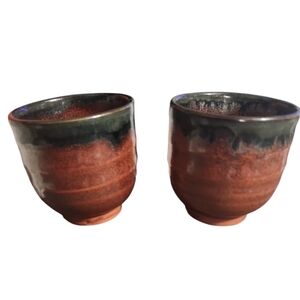 Teavana Drip Glaze Stoneware Set of 2 Tea Cups Mugs Kotoboki Made in Japan